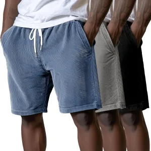 Riyiper 3 Pack Men's Corduroy Shorts L-5XL Big and Tall Drawstring Elastic Waist Pockets Loose Fit Casual 2025 Summer