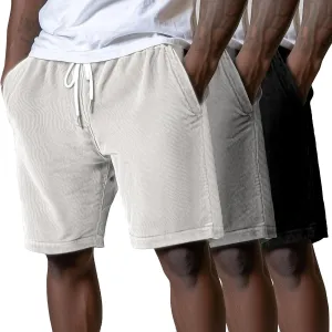 Riyiper 3 Pack Men's Corduroy Shorts L-5XL Big and Tall Drawstring Elastic Waist Pockets Loose Fit Casual 2025 Summer