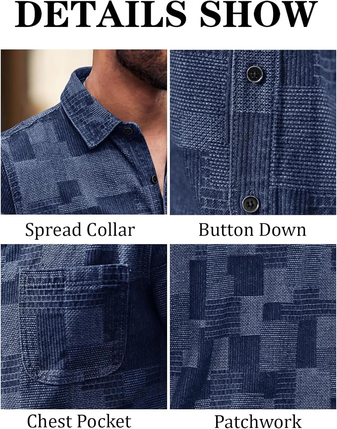 Runcati Mens Denim Shirts Short Sleeve Patchwork Button Down Casual Hippie Summer Jean Shirt