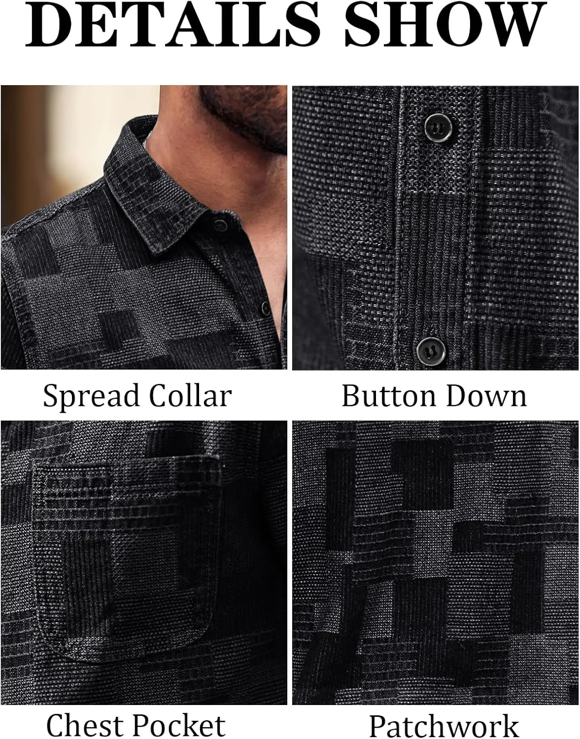 Runcati Mens Denim Shirts Short Sleeve Patchwork Button Down Casual Hippie Summer Jean Shirt