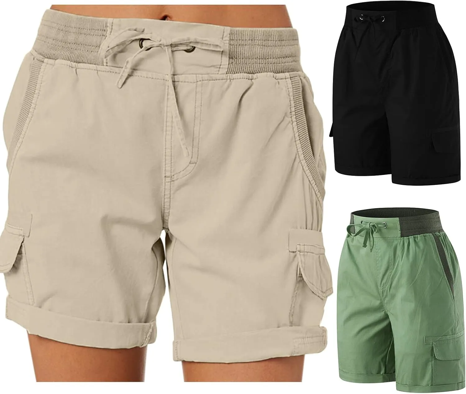 Rvidbe Cargo Shorts Women Baggy Casual Dressy High Waist 6 Pockets Cargo Shorts 2024 Spring Hiking Outdoor Lounge Shorts