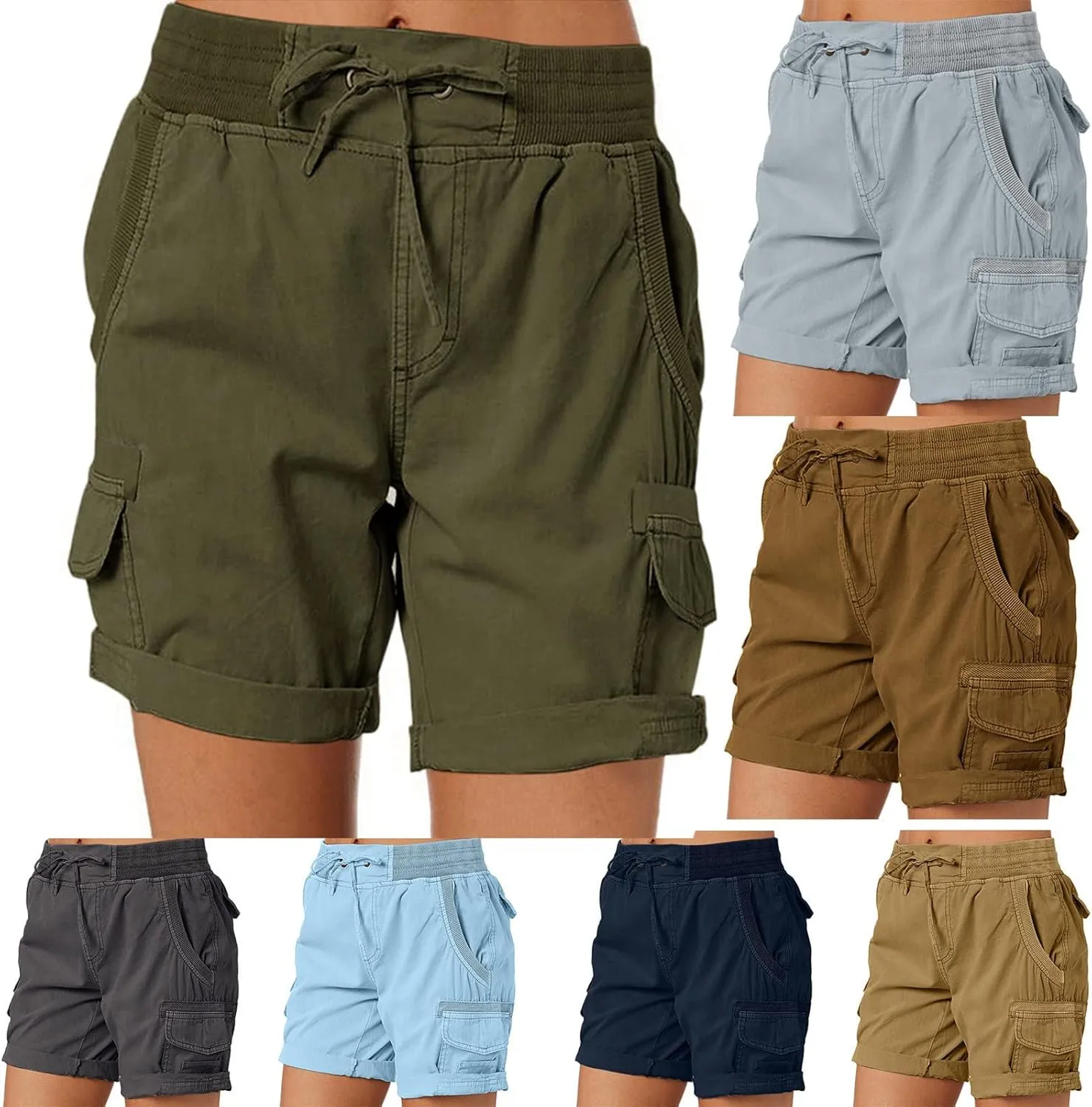 Rvidbe Cargo Shorts Women Baggy Casual Dressy High Waist 6 Pockets Cargo Shorts 2024 Spring Hiking Outdoor Lounge Shorts