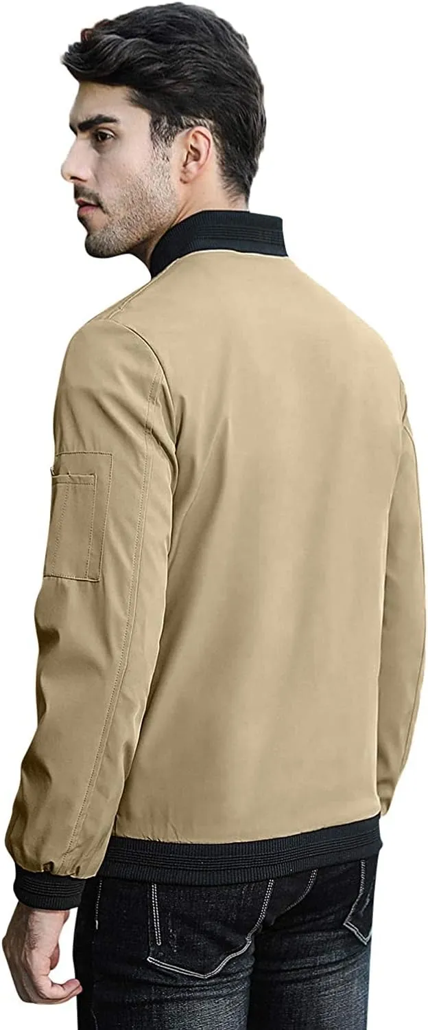sandbank Men's Slim Fit Lightweight Softshell Flight Bomber Jacket Coat