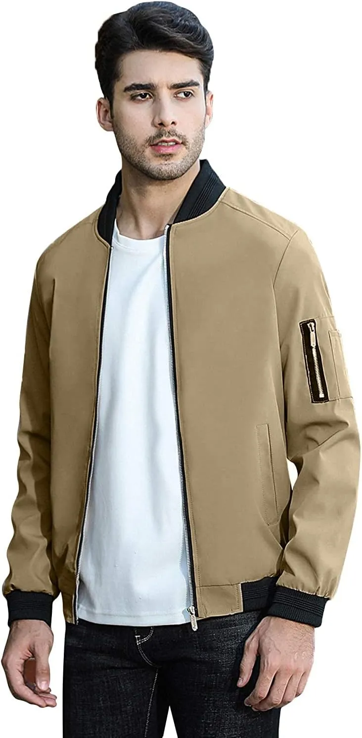 sandbank Men's Slim Fit Lightweight Softshell Flight Bomber Jacket Coat