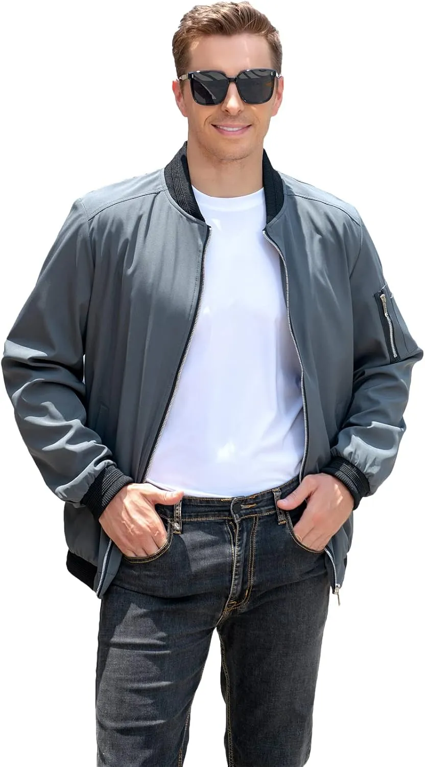 sandbank Men's Slim Fit Lightweight Softshell Flight Bomber Jacket Coat