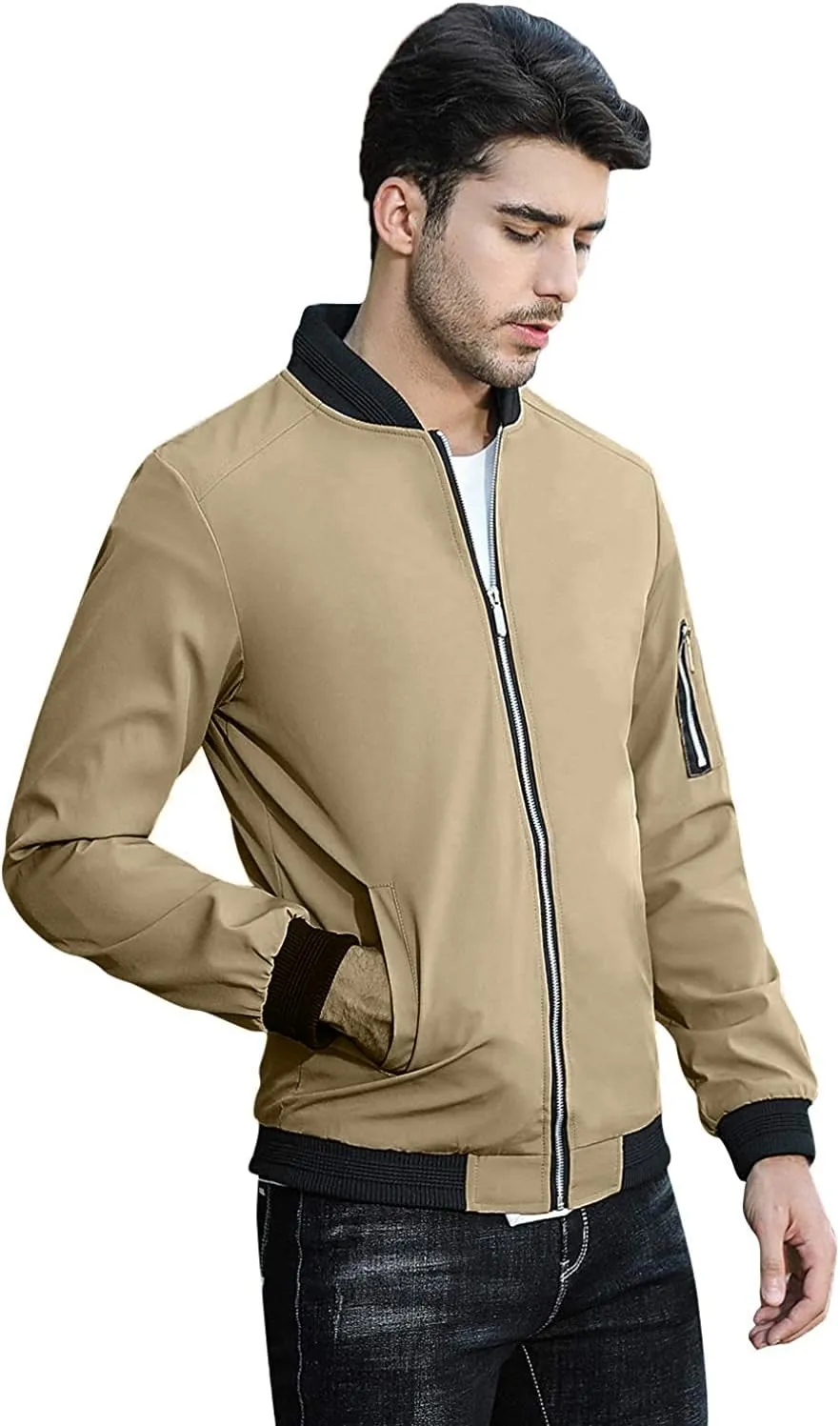 sandbank Men's Slim Fit Lightweight Softshell Flight Bomber Jacket Coat
