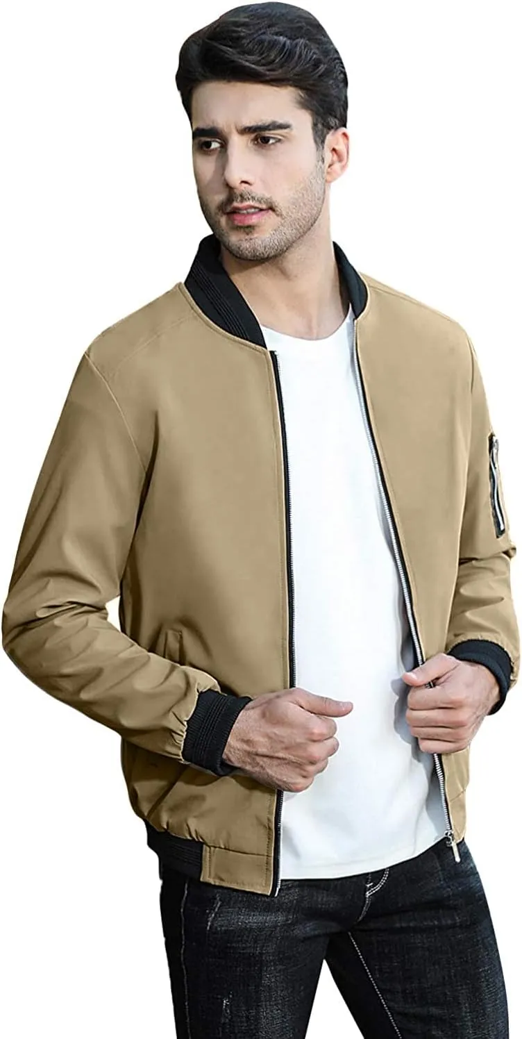 sandbank Men's Slim Fit Lightweight Softshell Flight Bomber Jacket Coat