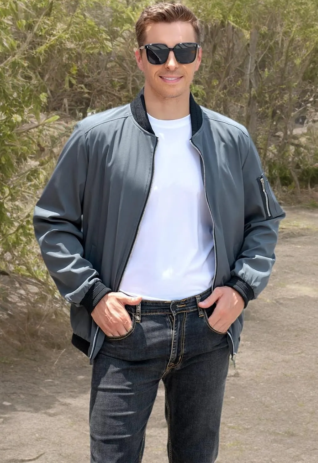 sandbank Men's Slim Fit Lightweight Softshell Flight Bomber Jacket Coat