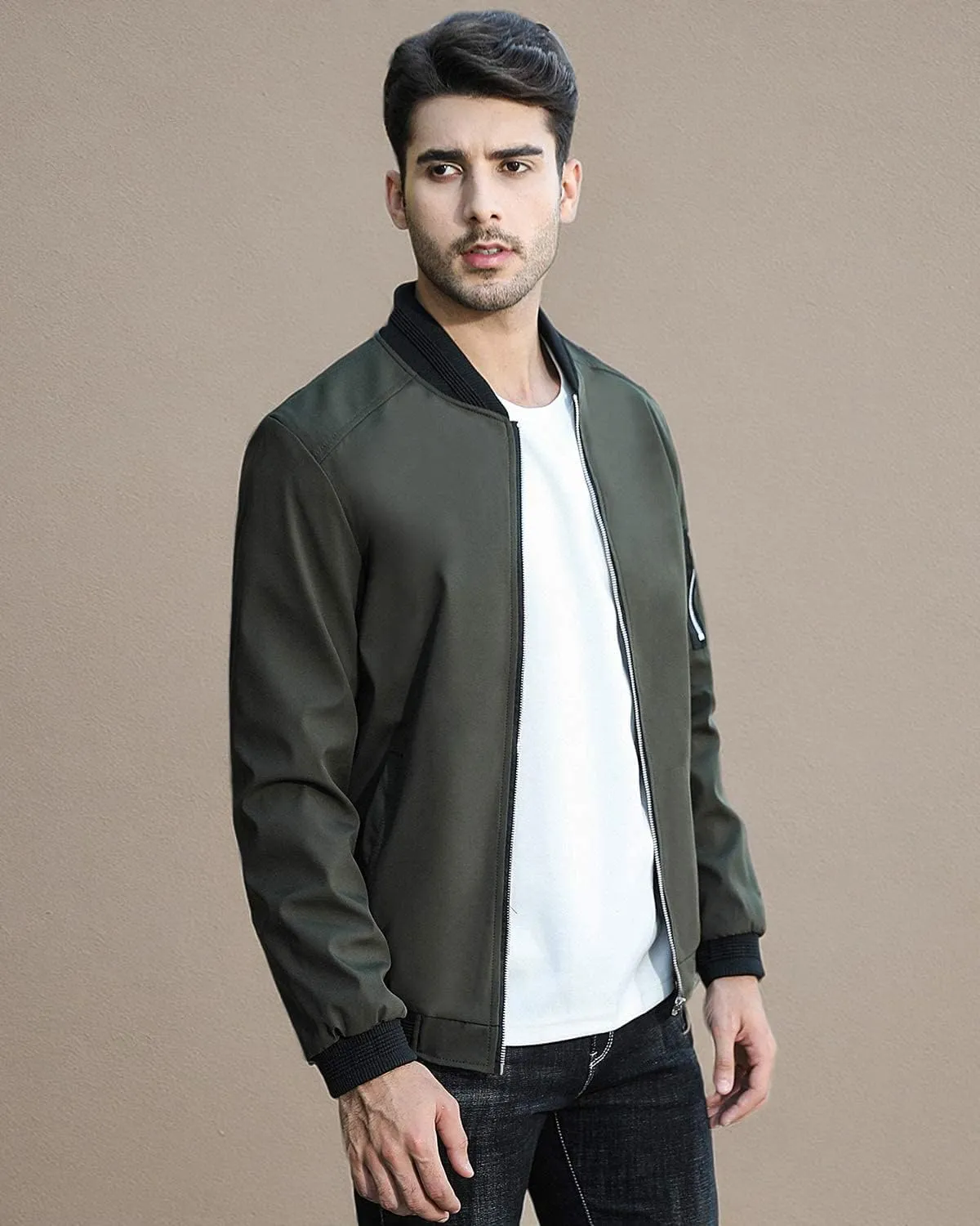 sandbank Men's Slim Fit Lightweight Softshell Flight Bomber Jacket Coat