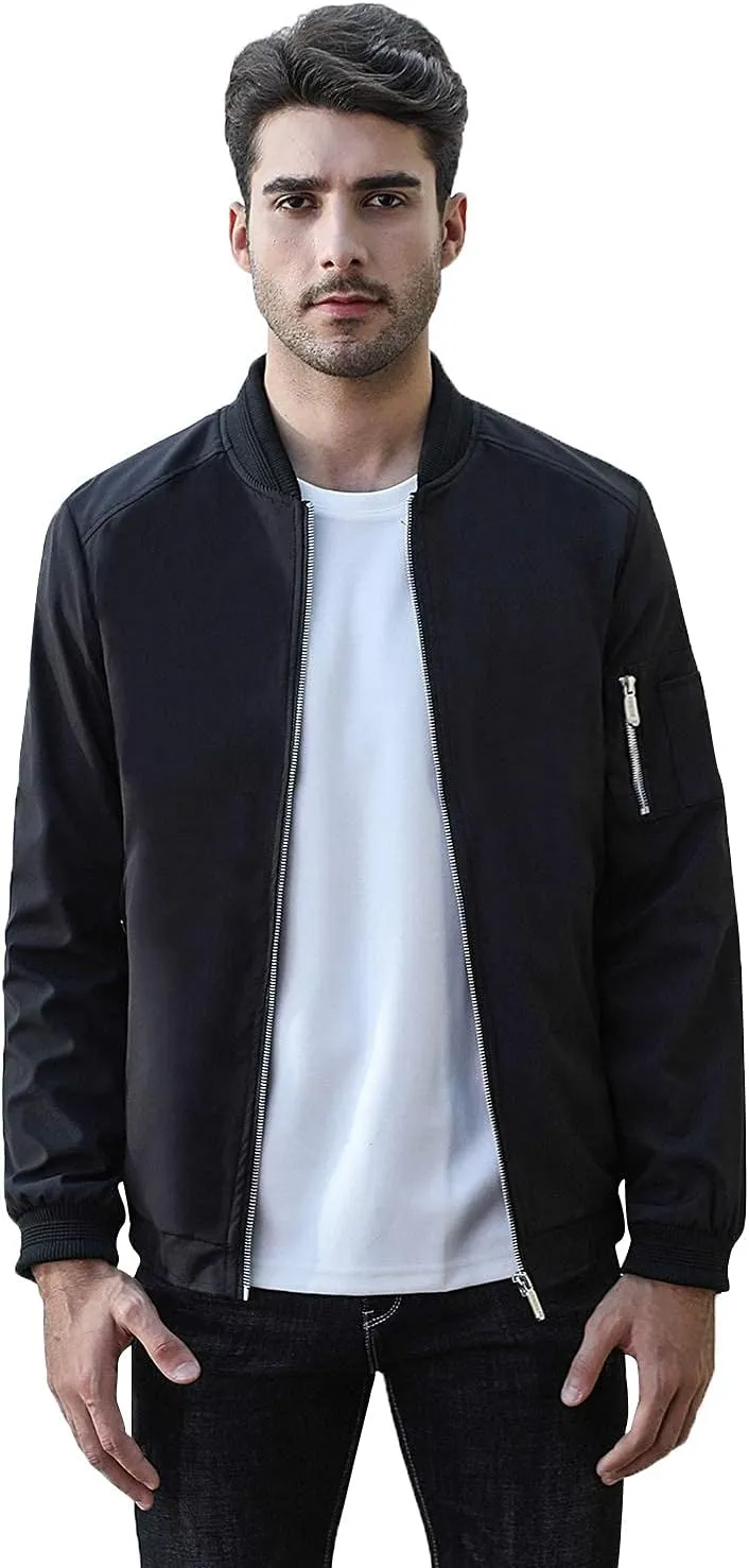 sandbank Men's Slim Fit Lightweight Softshell Flight Bomber Jacket Coat