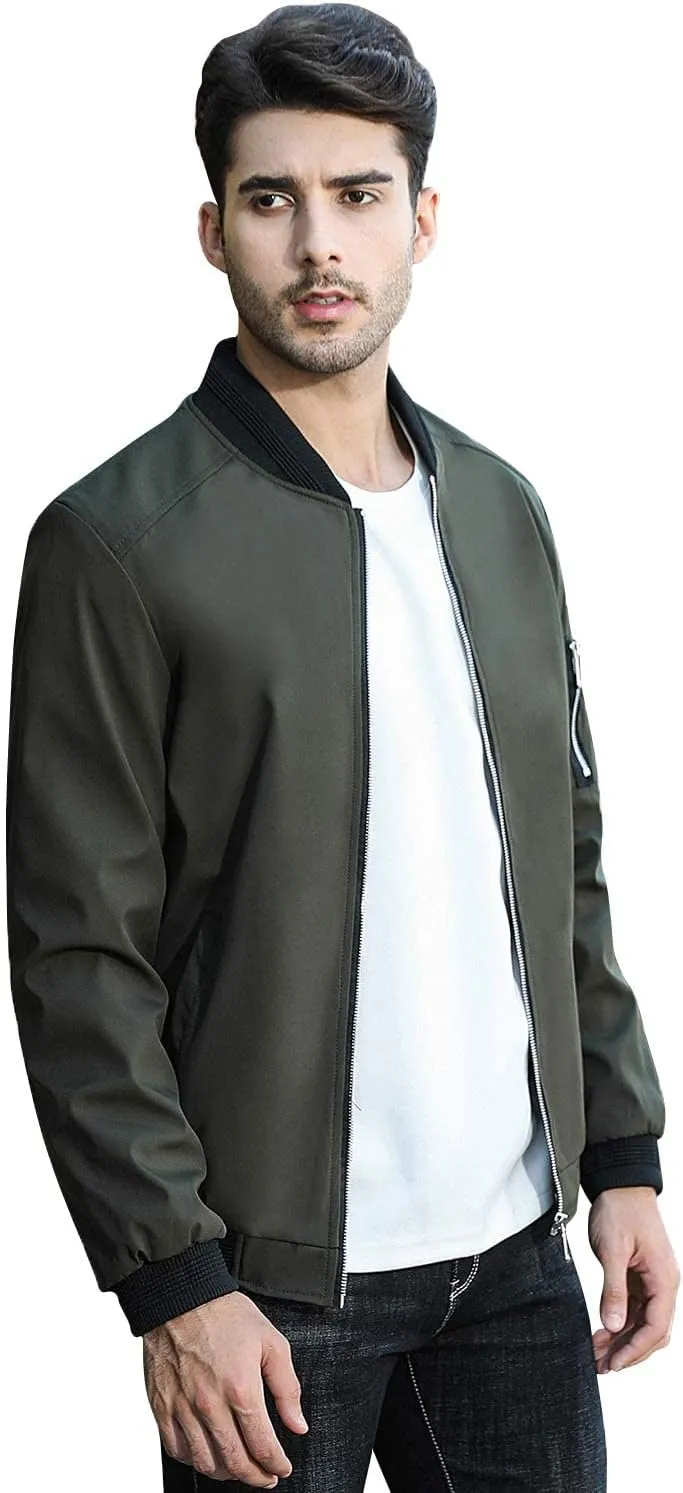 sandbank Men's Slim Fit Lightweight Softshell Flight Bomber Jacket Coat