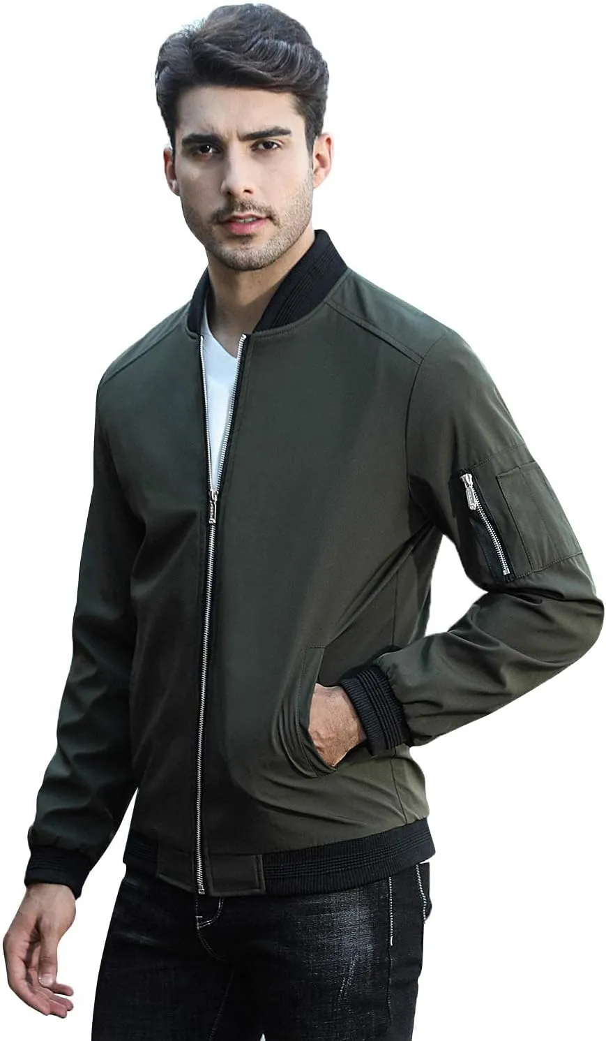 sandbank Men's Slim Fit Lightweight Softshell Flight Bomber Jacket Coat