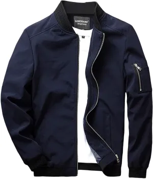 sandbank Men's Slim Fit Lightweight Softshell Flight Bomber Jacket Coat