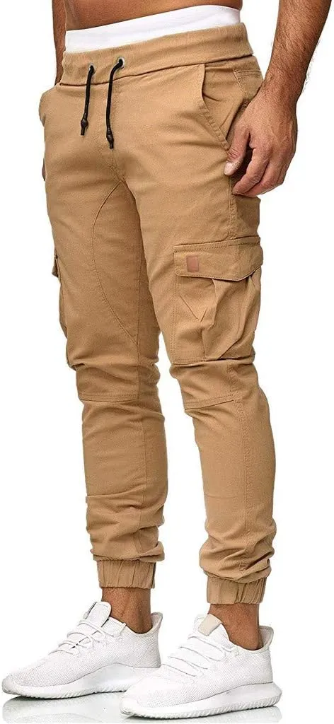 sdbrld Cargo Pants For Men Mens Cargo Pants Solid Drawstring Sport Jogger Cargo Pants Outdoor Trendy Hiking Trousers Panrts