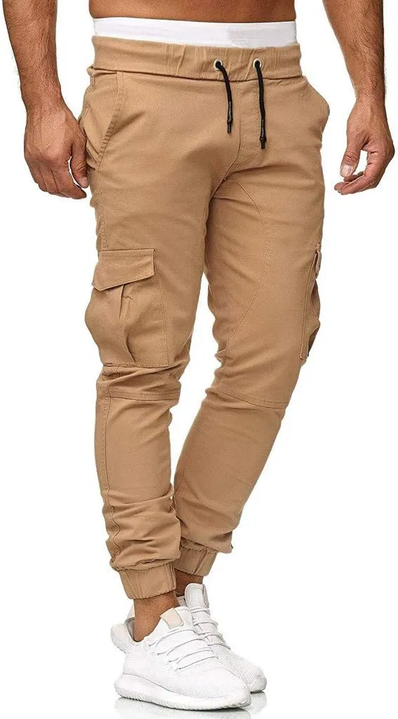 sdbrld Cargo Pants For Men Mens Cargo Pants Solid Drawstring Sport Jogger Cargo Pants Outdoor Trendy Hiking Trousers Panrts