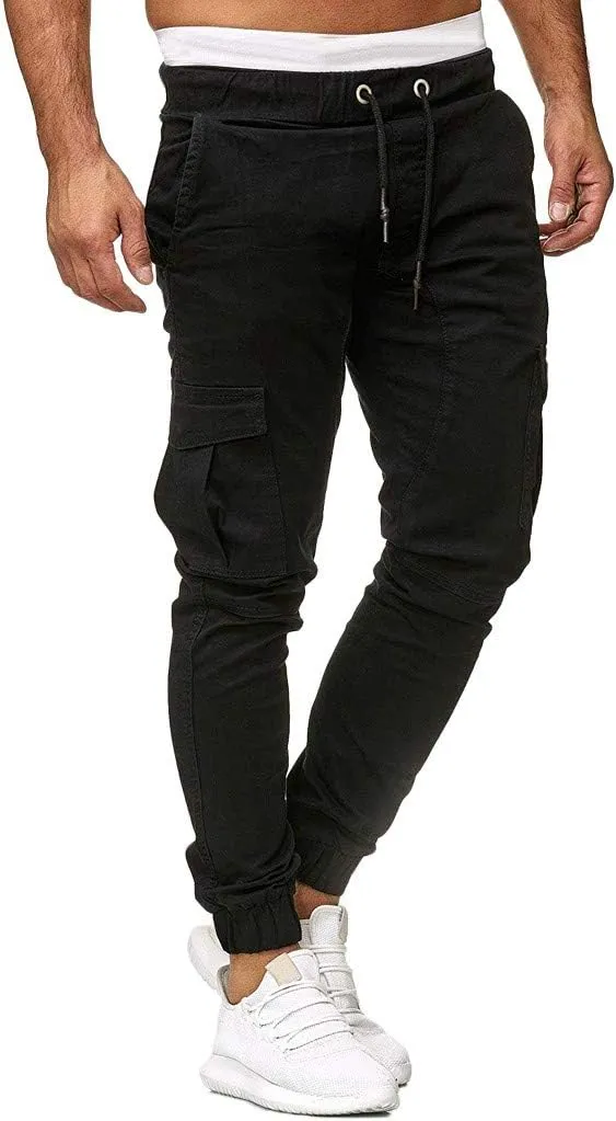 sdbrld Cargo Pants For Men Mens Cargo Pants Solid Drawstring Sport Jogger Cargo Pants Outdoor Trendy Hiking Trousers Panrts