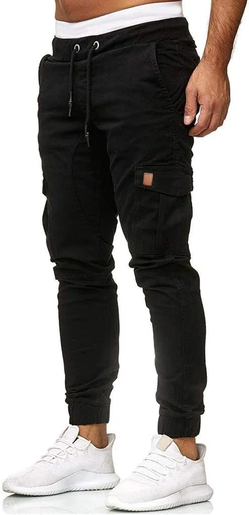 sdbrld Cargo Pants For Men Mens Cargo Pants Solid Drawstring Sport Jogger Cargo Pants Outdoor Trendy Hiking Trousers Panrts