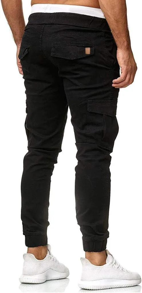 sdbrld Cargo Pants For Men Mens Cargo Pants Solid Drawstring Sport Jogger Cargo Pants Outdoor Trendy Hiking Trousers Panrts