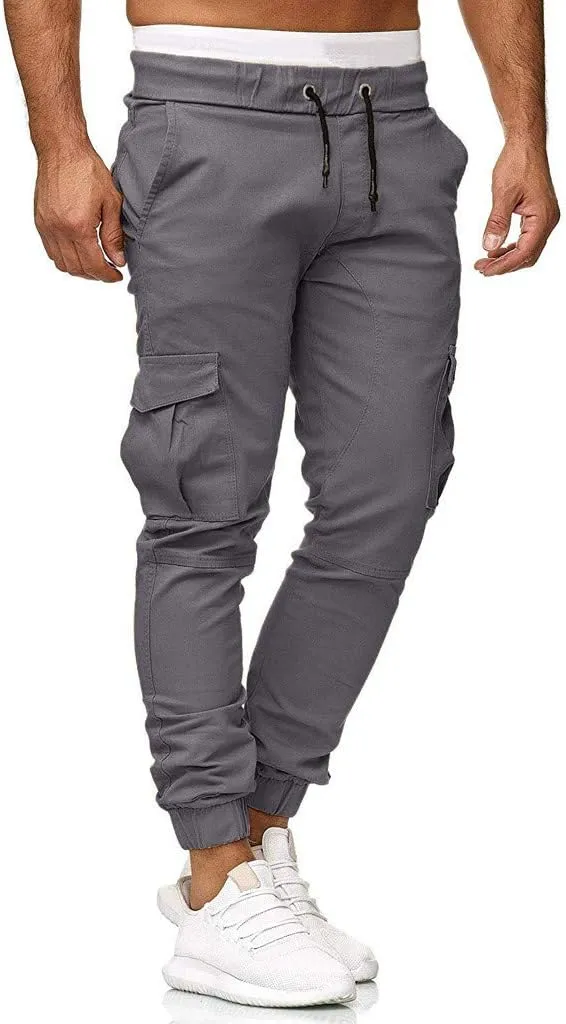 sdbrld Cargo Pants For Men Mens Cargo Pants Solid Drawstring Sport Jogger Cargo Pants Outdoor Trendy Hiking Trousers Panrts