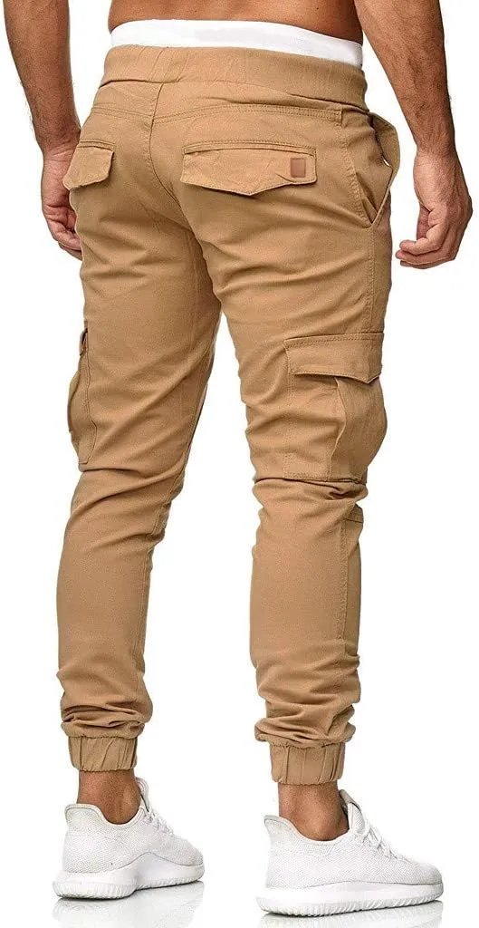 sdbrld Cargo Pants For Men Mens Cargo Pants Solid Drawstring Sport Jogger Cargo Pants Outdoor Trendy Hiking Trousers Panrts