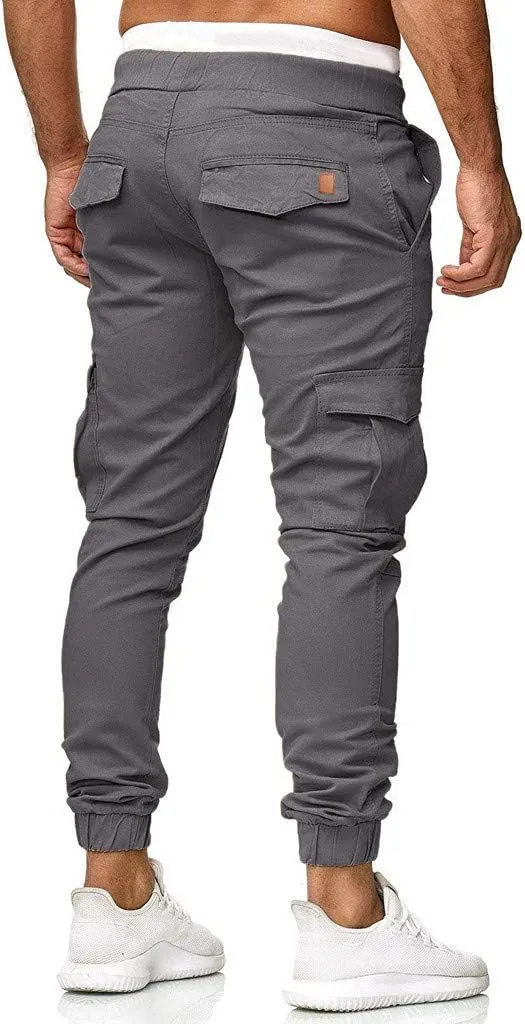 sdbrld Cargo Pants For Men Mens Cargo Pants Solid Drawstring Sport Jogger Cargo Pants Outdoor Trendy Hiking Trousers Panrts