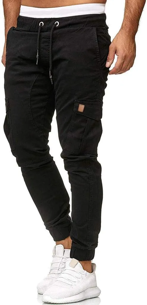 sdbrld Cargo Pants For Men Mens Cargo Pants Solid Drawstring Sport Jogger Cargo Pants Outdoor Trendy Hiking Trousers Panrts