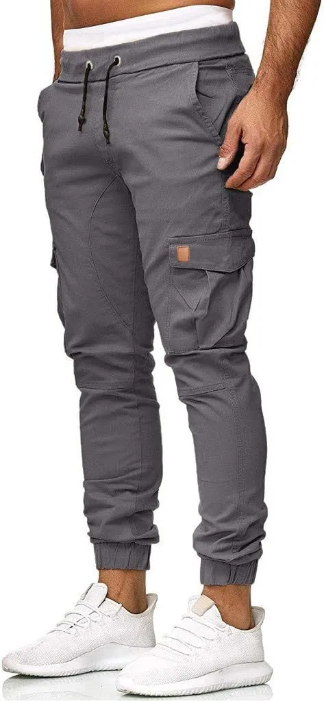 sdbrld Cargo Pants For Men Mens Cargo Pants Solid Drawstring Sport Jogger Cargo Pants Outdoor Trendy Hiking Trousers Panrts