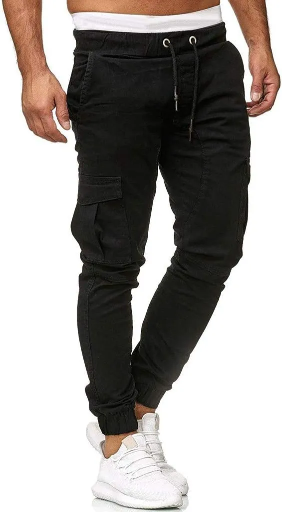 sdbrld Cargo Pants For Men Mens Cargo Pants Solid Drawstring Sport Jogger Cargo Pants Outdoor Trendy Hiking Trousers Panrts