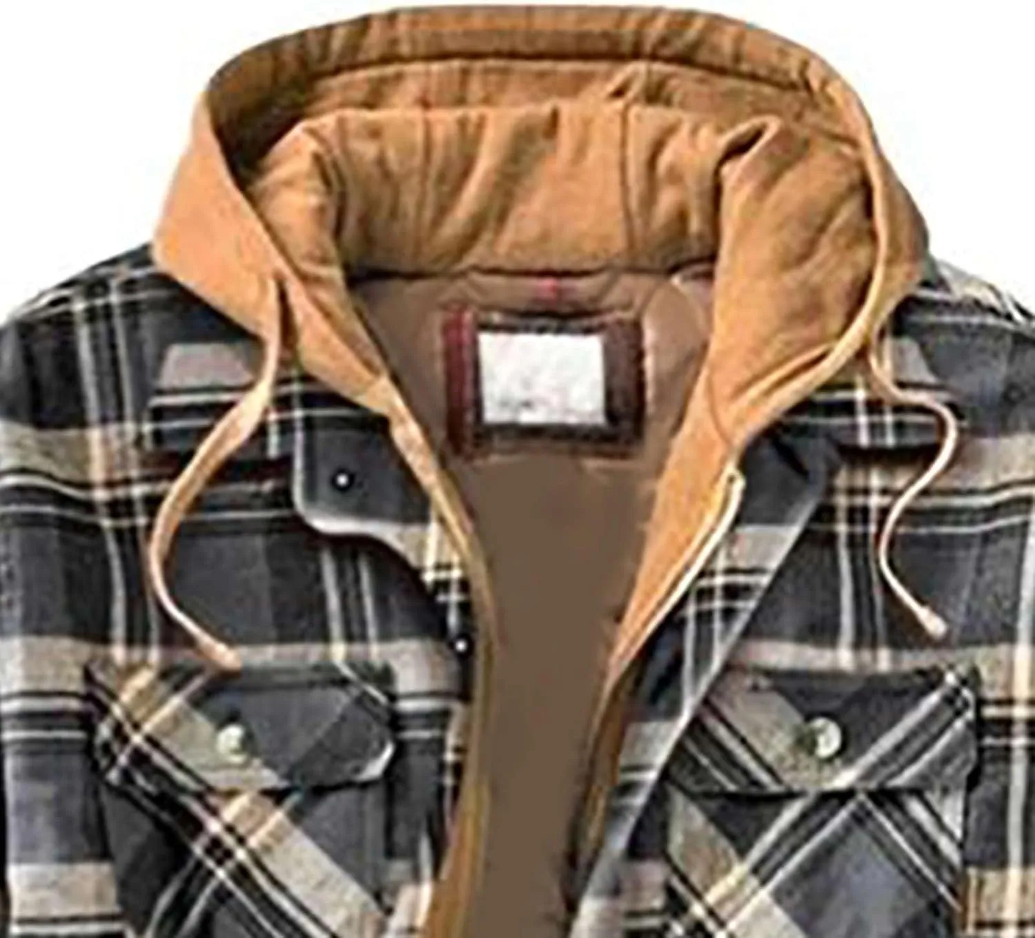SHAOBGE Mens Fleece Lined Flannel Plaid Shirts Jacket Button Down Sherpa Jackets with Hood Long Sleeve Winter Hooded Coats