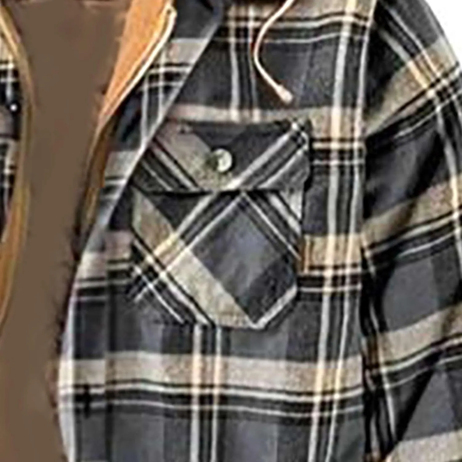 SHAOBGE Mens Fleece Lined Flannel Plaid Shirts Jacket Button Down Sherpa Jackets with Hood Long Sleeve Winter Hooded Coats