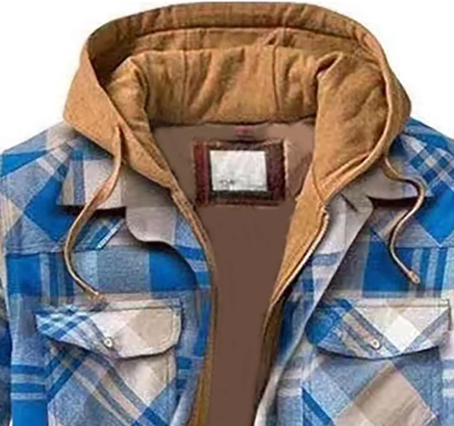 SHAOBGE Mens Fleece Lined Flannel Plaid Shirts Jacket Button Down Sherpa Jackets with Hood Long Sleeve Winter Hooded Coats