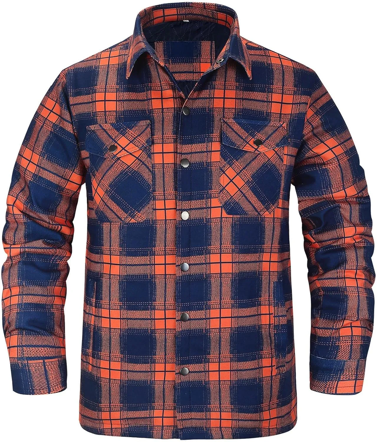 SHAOBGE Mens Fleece Lined Flannel Plaid Shirts Jacket Button Down Sherpa Jackets with Hood Long Sleeve Winter Hooded Coats