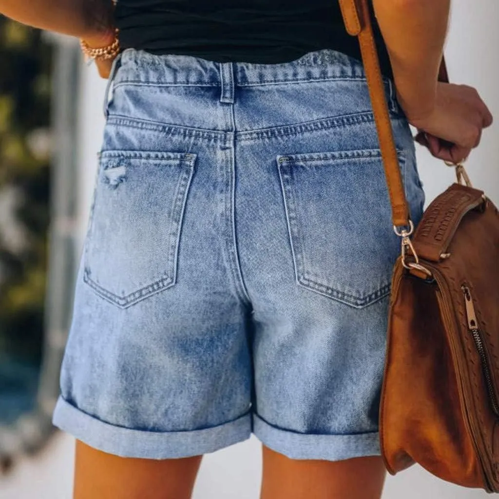 Shorts for Women Denim Ripped High Waisted Stretchy Summer Casual Jeans Shorts with Pockets