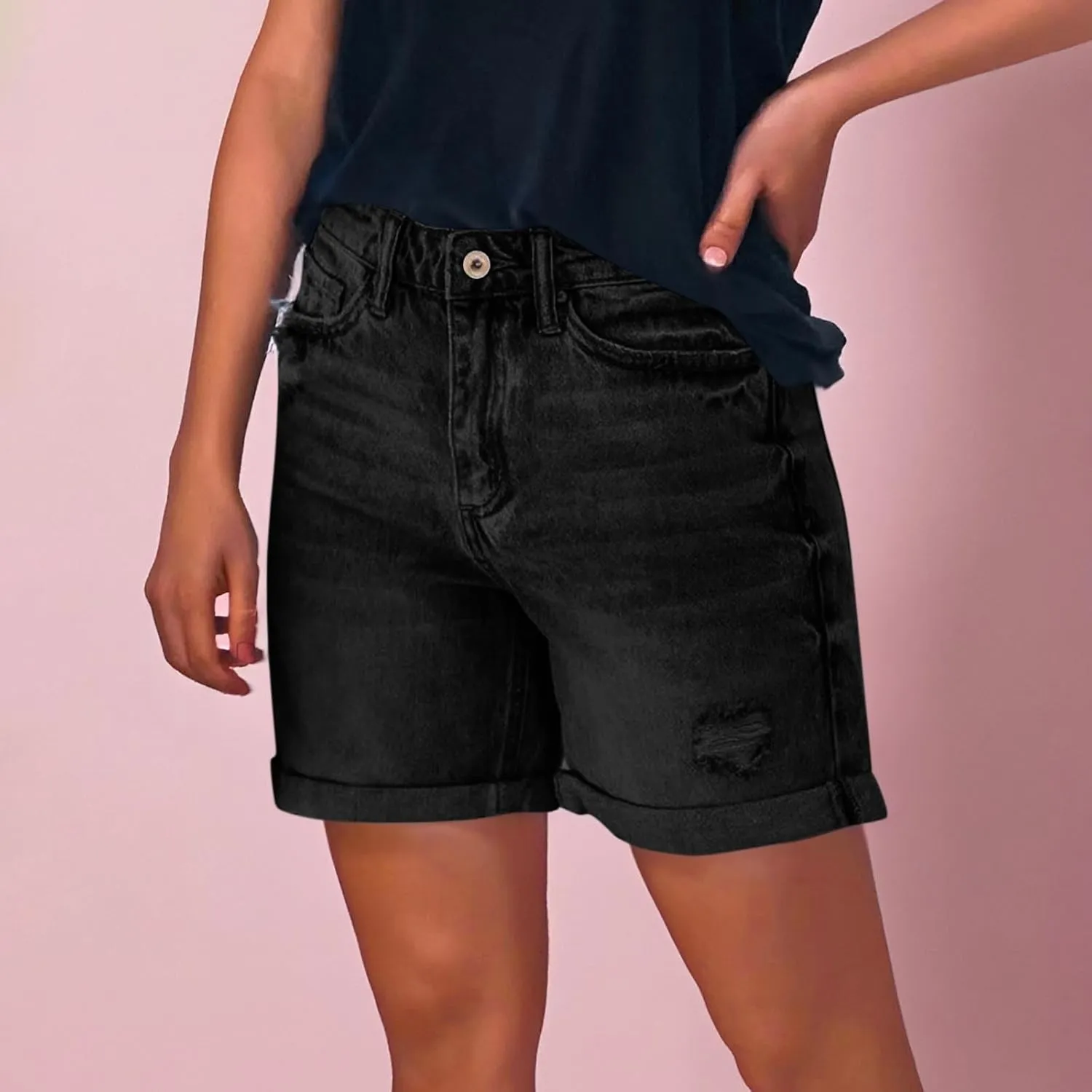 Shorts for Women Denim Ripped High Waisted Stretchy Summer Casual Jeans Shorts with Pockets