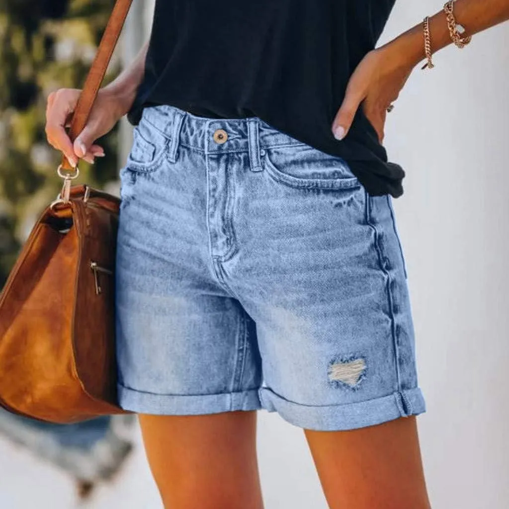 Shorts for Women Denim Ripped High Waisted Stretchy Summer Casual Jeans Shorts with Pockets