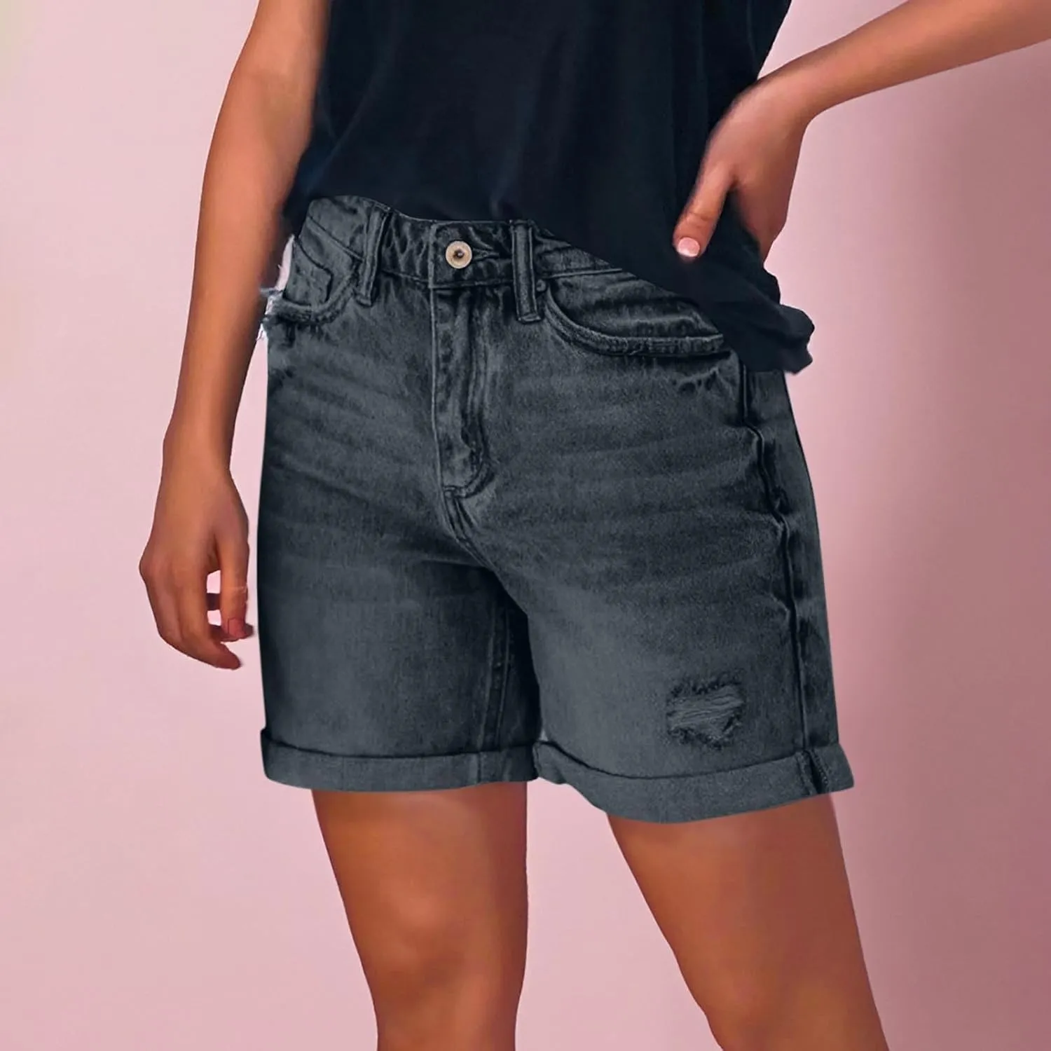 Shorts for Women Denim Ripped High Waisted Stretchy Summer Casual Jeans Shorts with Pockets
