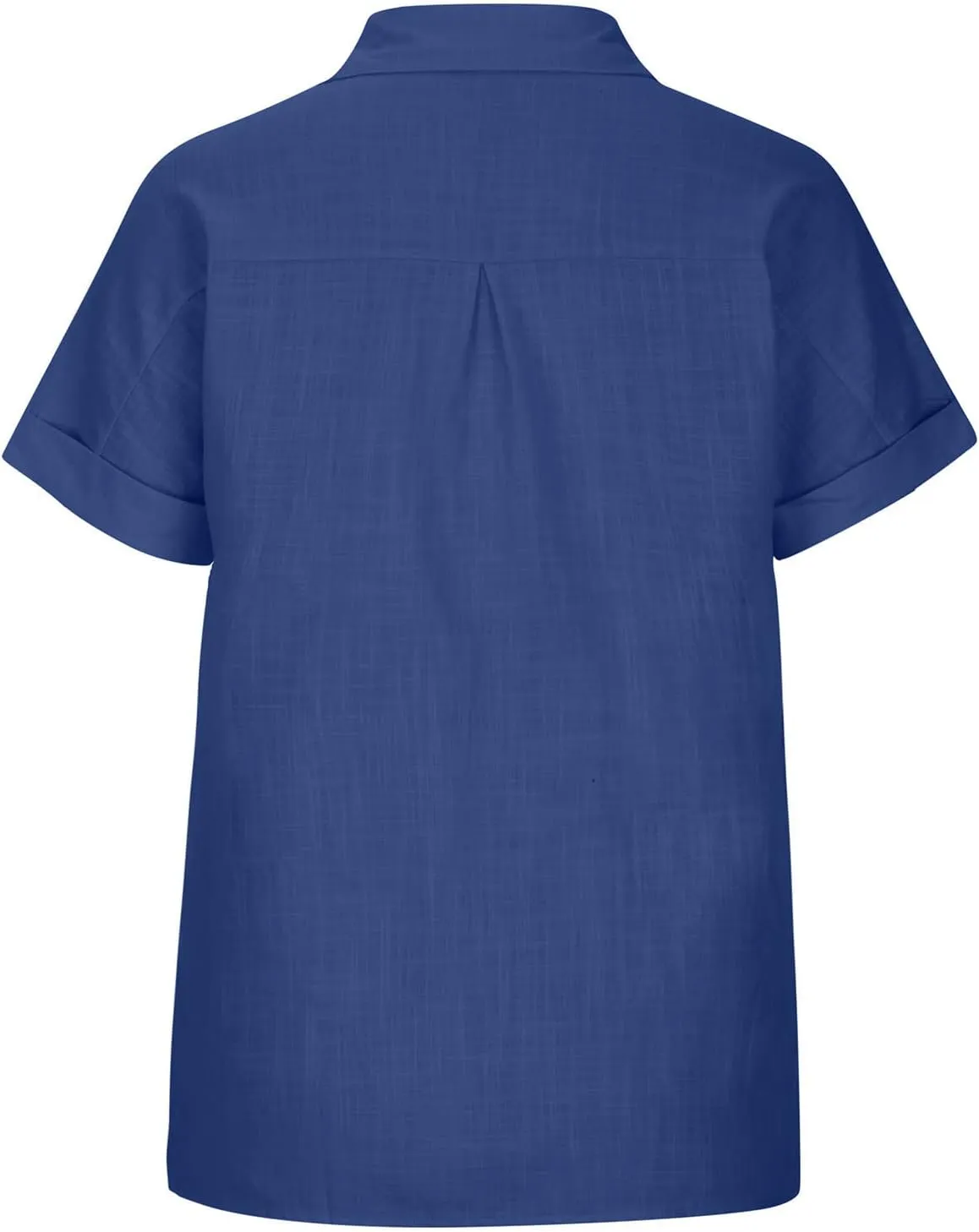 SMIDOW Womens Button Down Cotton Linen Shirts V Neck Roll Up Short Sleeve Blouses Loose Collared Shirt Casual Work Tops