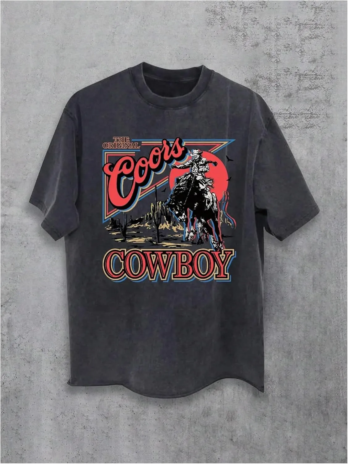 SOLY HUX Women's Vintage Graphic Tees Half Sleeve Cowboy Print Oversized T Shirt Streetwear Summer Tops