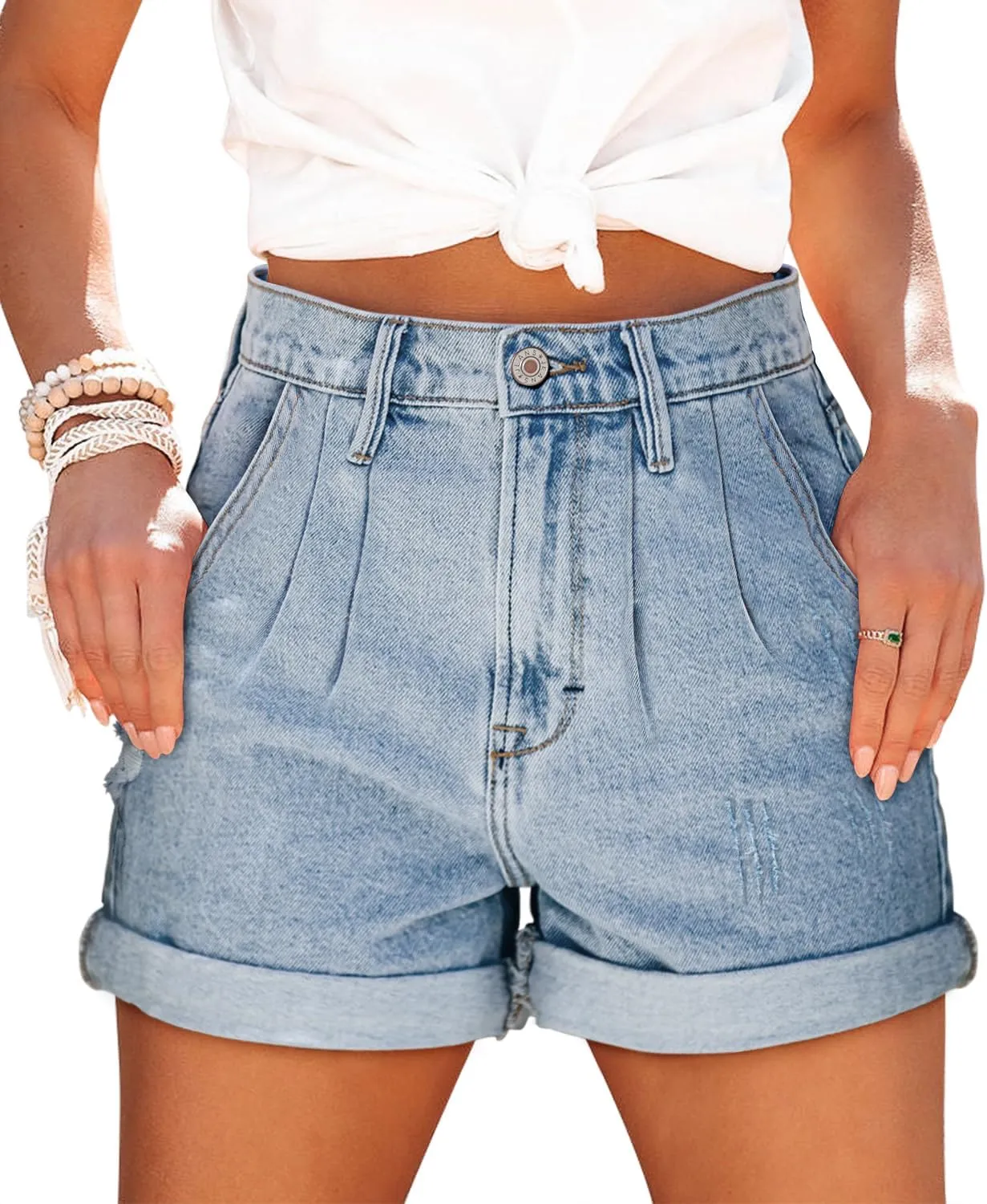 StunShow Women's Denim Shorts Mid Waist Jean Short