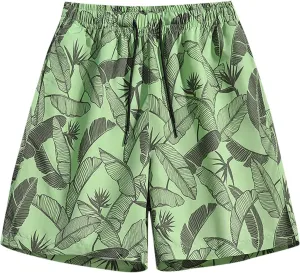 Summer Beach Shorts for Mens Fashion Printed Elastic Waist Drawstring Casual Pant Thin Loose Fit Vacation Park Shorts