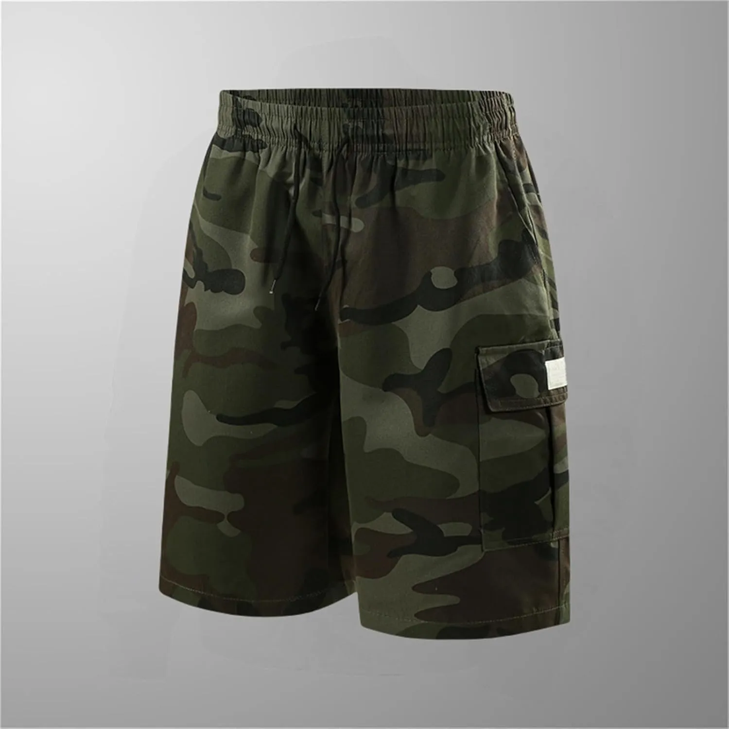 Summer Camo Shorts for Mens Training Workout Sport Cargo Pants Casual Drawstring Baggy Shorts with Pockets Plus Size