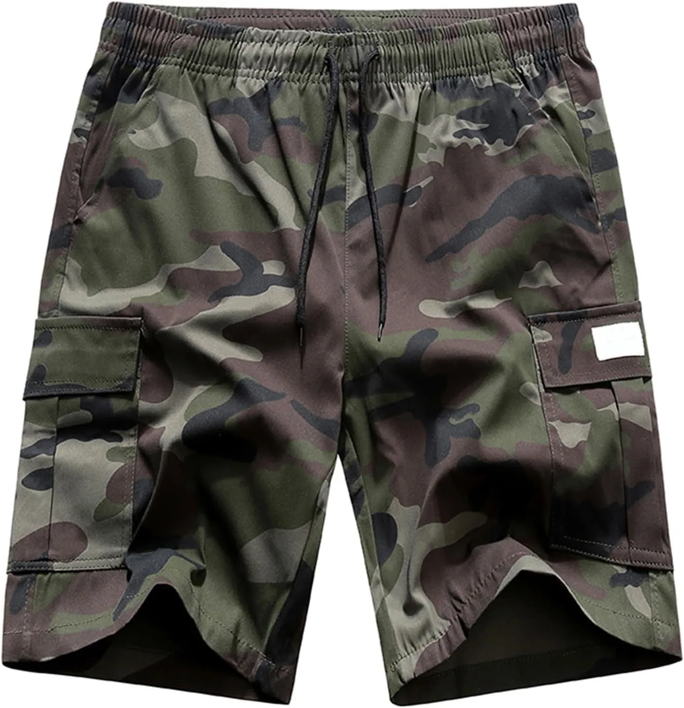 Summer Camo Shorts for Mens Training Workout Sport Cargo Pants Casual Drawstring Baggy Shorts with Pockets Plus Size