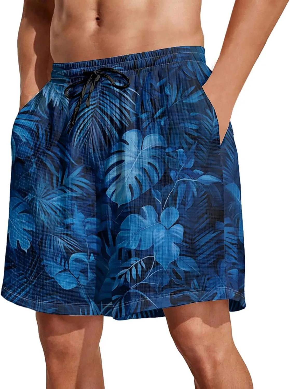 Summer Shorts for Mens Travel Holiday Hawaii Beach Retro Pants Fashion Print Elastic Wasit Loose Fit Pants Plus Size