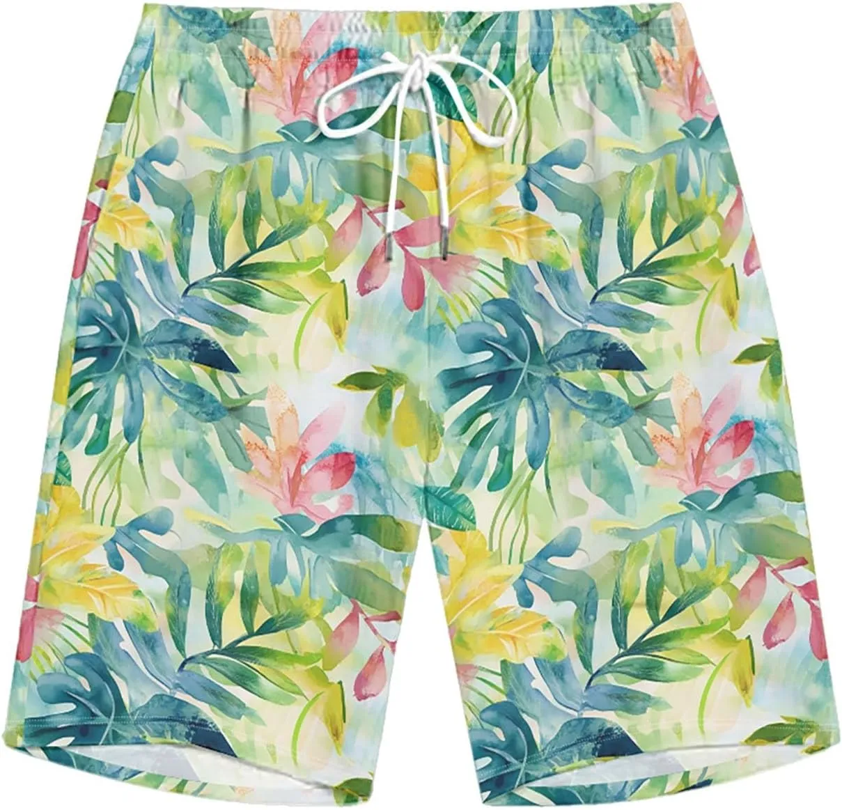 Summer Shorts for Mens Travel Holiday Hawaii Beach Retro Pants Fashion Print Elastic Wasit Loose Fit Pants Plus Size