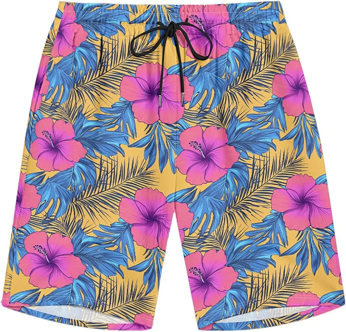 Summer Shorts for Mens Travel Holiday Hawaii Beach Retro Pants Fashion Print Elastic Wasit Loose Fit Pants Plus Size