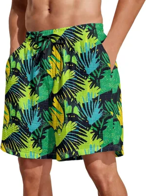 Summer Shorts for Mens Travel Holiday Hawaii Beach Retro Pants Fashion Print Elastic Wasit Loose Fit Pants Plus Size