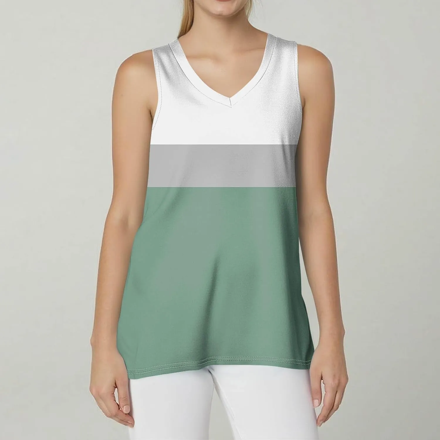 Summer Tops for Women 2025 Fashion Print Tank Top Casual V Neck Sleeveless Basic Cami Shirts Beach Vacation Clothes