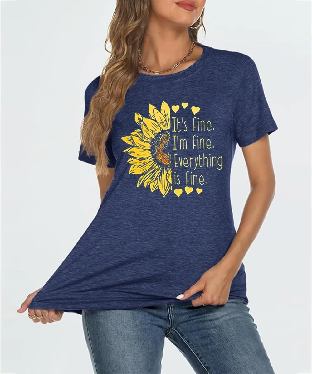Sunflower Shirts for Women Funny Tshirts Graphic Tees Patriotic Shirts Cute Summer Athletic Tops Casual Women's Clothing