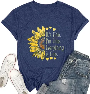 Sunflower Shirts for Women Funny Tshirts Graphic Tees Patriotic Shirts Cute Summer Athletic Tops Casual Women's Clothing