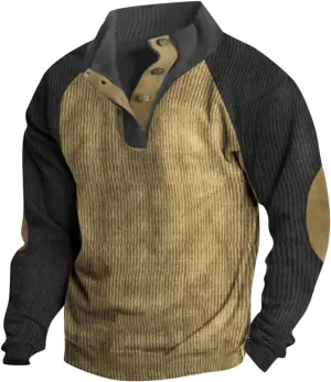 Sweatshirts for Men Vintage Pullover Raglan Long Sleeve Outdoor Stand Collar Shirt Casual Color Block Tops Fall Outfits